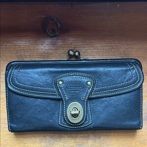 Coach Black Leather 65th anniversary rainbow-lined wallet